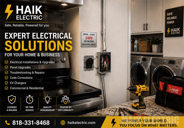 Wiring for Dryers and Stoves project example 3